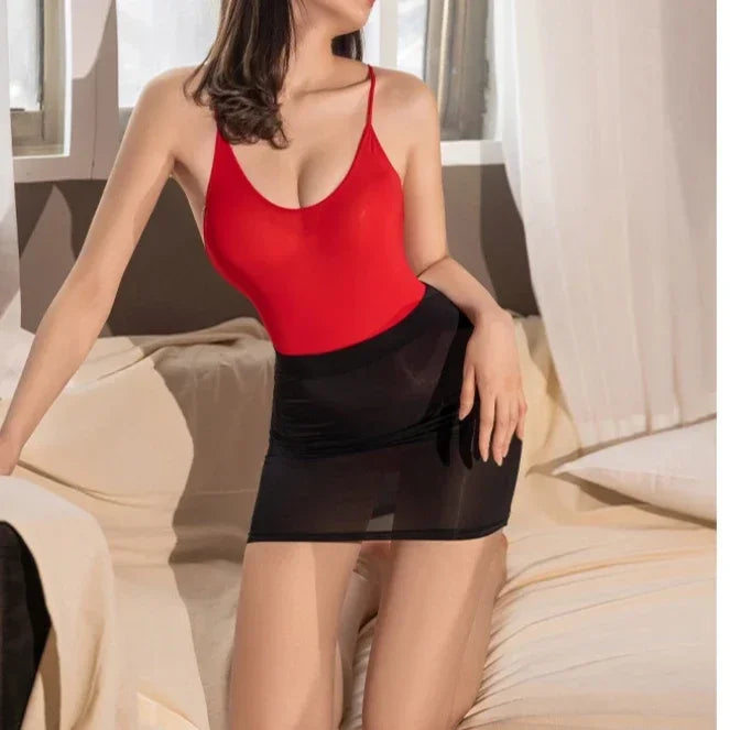 Elastic Wrap Mini Skirt for Women High Wiast Sexy Short White Black Long Tight Silk Pencil Skirts See Through Nightwear Clubwear