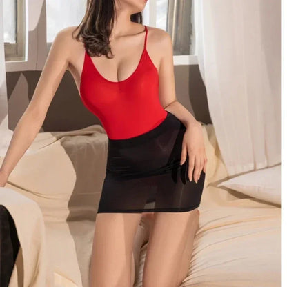 Elastic Wrap Mini Skirt for Women High Wiast Sexy Short White Black Long Tight Silk Pencil Skirts See Through Nightwear Clubwear
