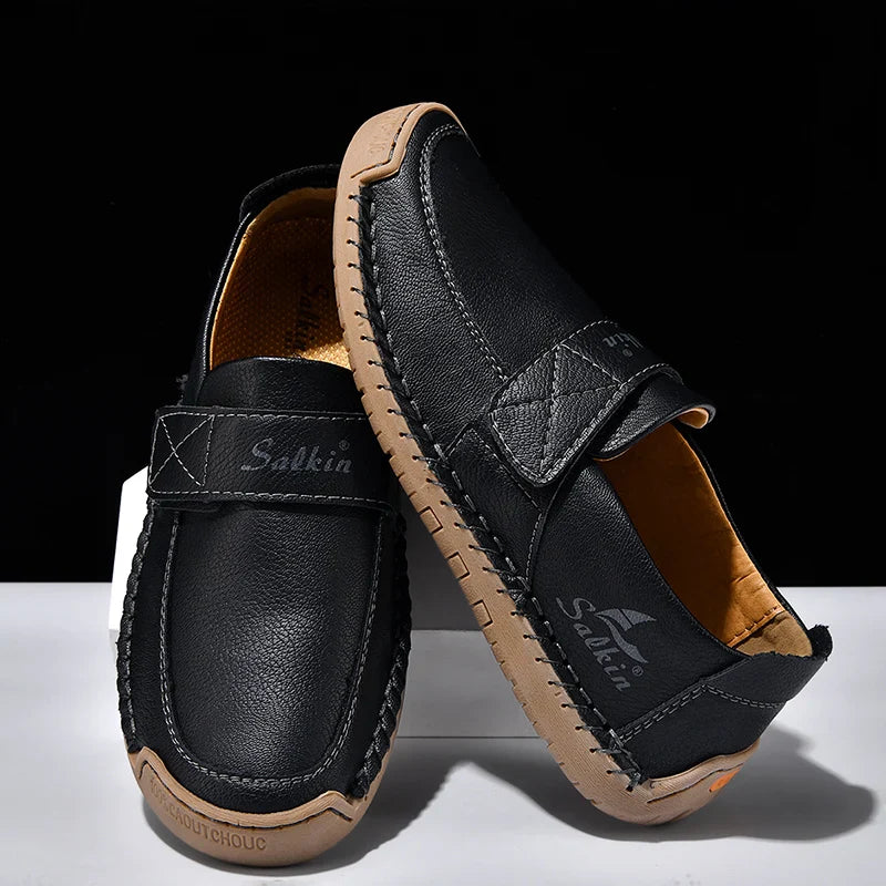 Handmade Men's Slip On Loafers Soft Leather Shoes Lightweight Breathable Driving Shoes Non Slip Daily Casual Outdoor Sneakers
