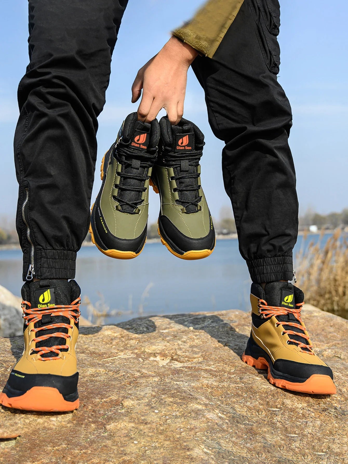 Men Work Boots Puncture-Proof Waterproof Work Shoes Steel Toe Safety Boots Industrial Indestructible Boots Side Leather Shoes