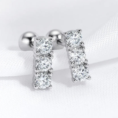 0.6CTTW Screw Buckle Moissanite Stud Earrings for Women Lab Created Diamond Wedding Jewelry S925 Sterling Silver Earring