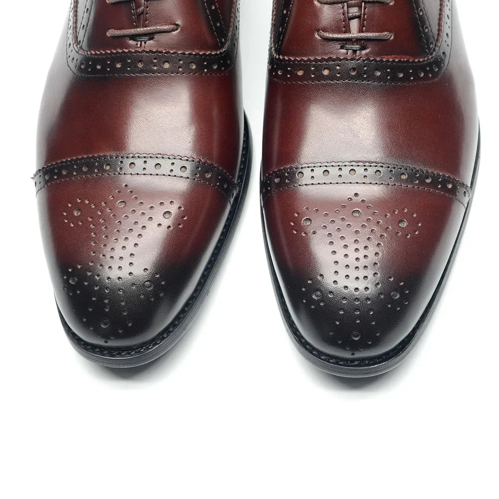 Luxury Italian Men's Wedding Dress Shoes Genuine Leather Cap Toe Lace-up Oxfords Lace-up Brogue Black Business Formal Shoes Man