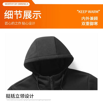 Men's Hooded Sweatshirts+ Pants Suits Male Warm Winter Fleece Sportwear Zipper Coat Warm Sports Sets Thick Hoodies Tracksuit