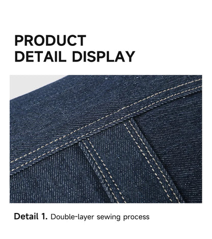 Unisex Utility Canvas Leather Zipper Tote Bag Casual Denim Daily Shopping Handbag Women Man Durable Student School Book Bag