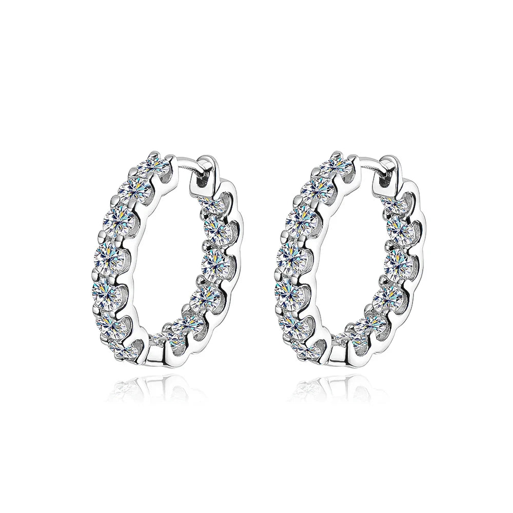 100% 925 Sterling Silver 3mm Real Moissanite Hoop Earrings For Men Women 2023 Trending Luxury Wedding Party Fine Jewelry