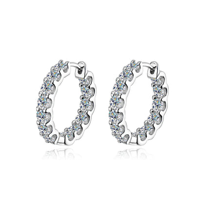 100% 925 Sterling Silver 3mm Real Moissanite Hoop Earrings For Men Women 2023 Trending Luxury Wedding Party Fine Jewelry