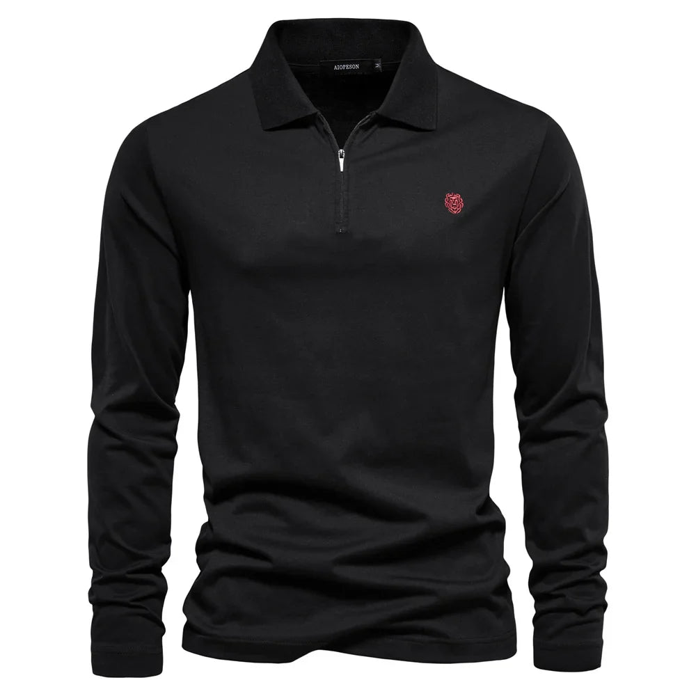 Brand Long Sleeve Men's Polo Shirts 100% Cotton Solid Color Casual Polo Shirts for Men New Sping Autumn Basic Polos Men