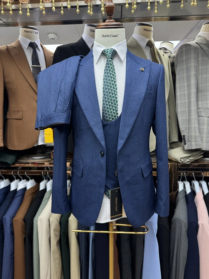 Three Pieces Peak Lapel Men's Suit Set, 4 Colors Fashionable Dancing Tuxedo, Casual One Button Business Outfit For Man