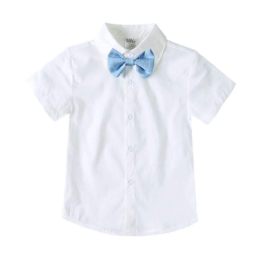 1-7T Kids Gentleman Sets Baby Boy Formal Anniversary Dress Toddler Party Suit White Shirt with Bow Tie+Vest+Trousers Clothing