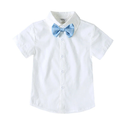 1-7T Kids Gentleman Sets Baby Boy Formal Anniversary Dress Toddler Party Suit White Shirt with Bow Tie+Vest+Trousers Clothing