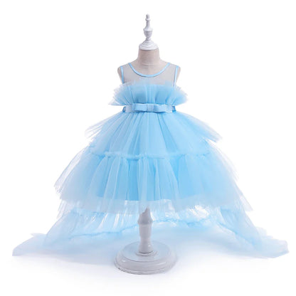 Elegant Tulle Bridesmaids Party Girls Dresses Summer Baptism Birthday Wedding Prom Princess Dress for Girl Christmas Kids Clohes