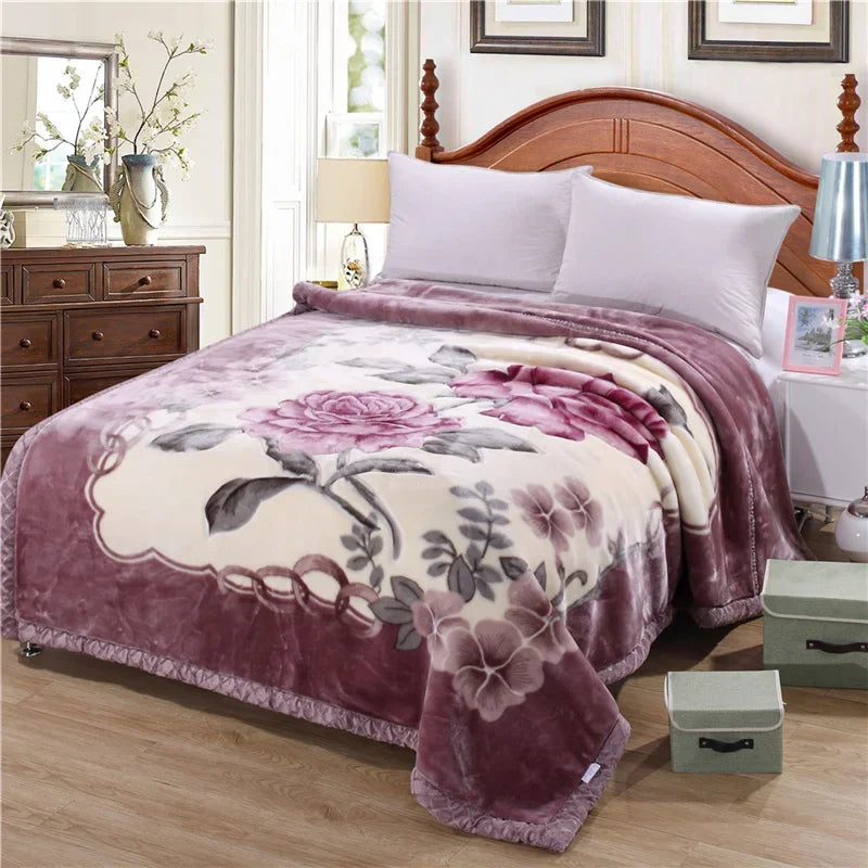 Double Layers Raschel Mink Blankets 6 kilograms Winter Soft Warm Fluffy Weighted Blankets  200*230 Double Blankets