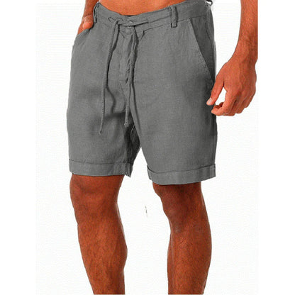 New Men's Cotton Linen shorts Pants Male Summer Breathable Solid Color Linen Trousers Fitness Streetwear S-4XL