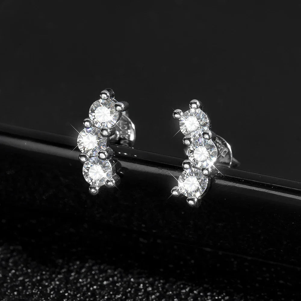 D VVS1 Full Moissanite Earrings for Women Classic Trendy Party Daily Wear GRA Certified s925 Sliver Plated 18k Earring