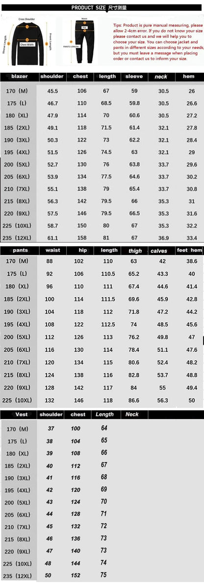 Plus Size Man Suit Set Solid Color Single Breasted Jacket Vest Pants For Host Groom Groomsmen Grey Black Navy 3-Piece Suit Set