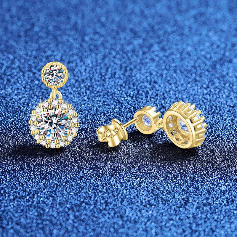 6.5mm Moissanite Earring 925 Sterling Silver GRA Certified Round Cut Moissanite Drop Earrings for Women Wedding Jewelry