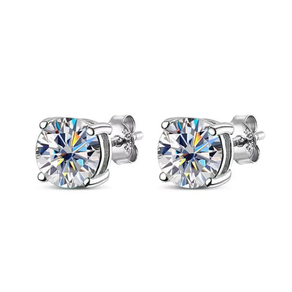 D VVS1 Round Moissanite Stud Earrings for Women Man 4 Stones Classic s925 Sterling Silver Earring with GRA Gift Jewelry