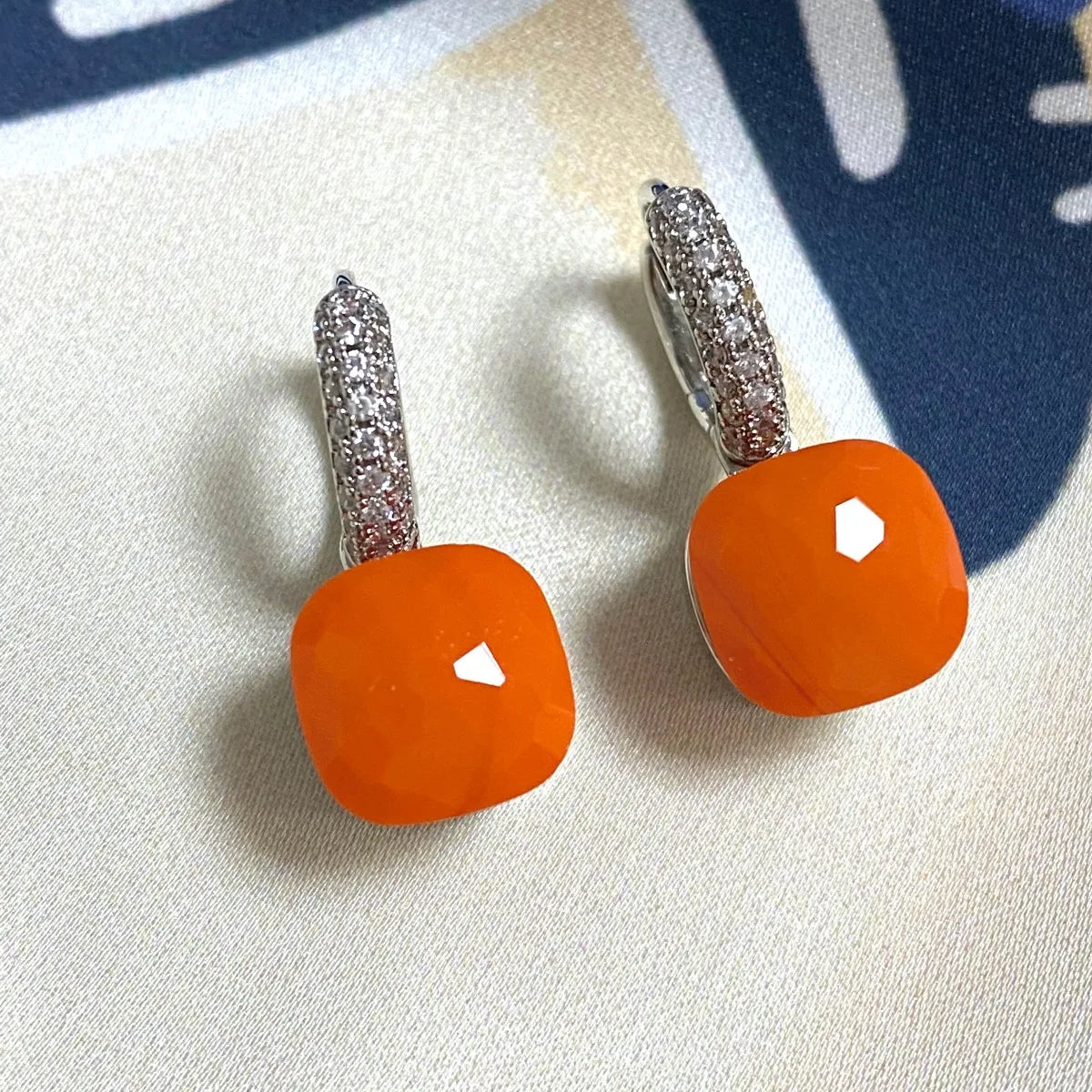 Classic Candy Color Earrings Inlay Transparent Zircon 27Colors Crystal Earrings Platinum Plated Fashion Jewelry For Women