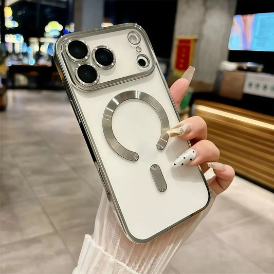 Magsafe Magnetic Plating Phone Case For iPhone 17 Air Pro Max 17Pro Bumper Case For iPhone17 Pro Max Clear Back Cover