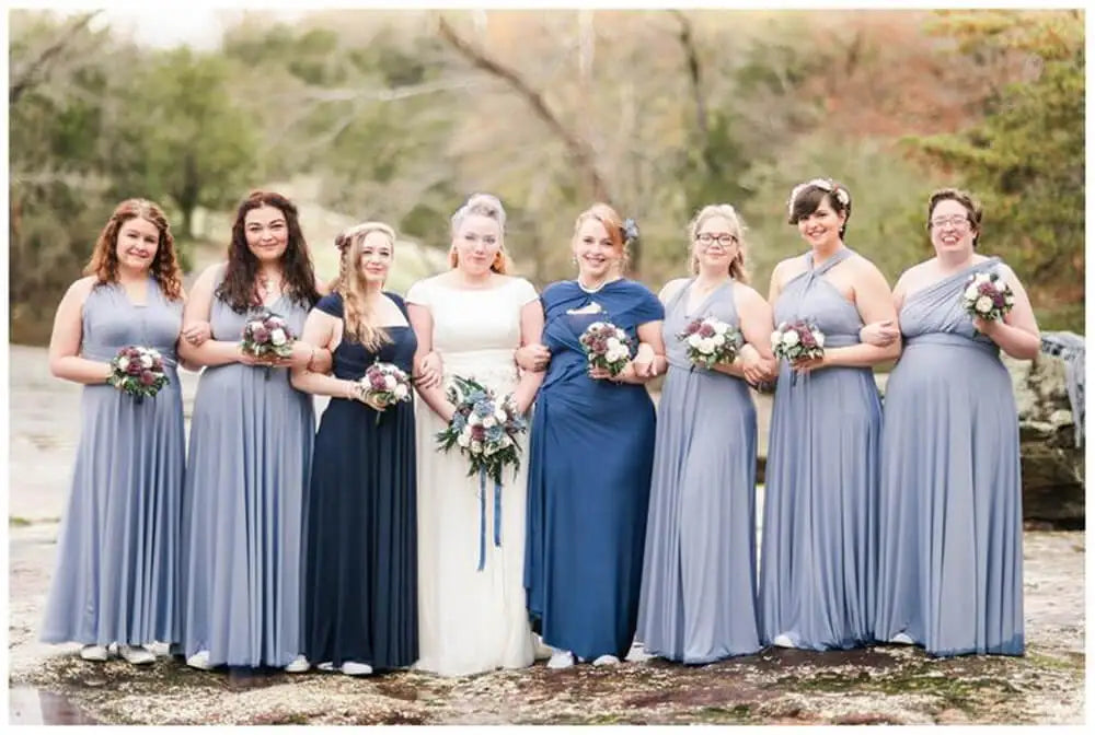 Sexy Bridesmaid Dress Infinity Style Convertible Halter V neckline Gown Sleeveless Multiway Wrap Changable Guest Gown