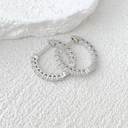 Full 1.5mm D Color Moissanite Ear Hoop Earrings 925 Sterling Silver Earring For Woman Wedding Engagement Trendy Jewelry