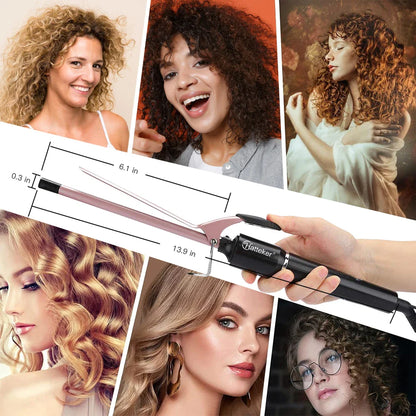 9mm Professional Hair Curler Ceramic Barrel Iron Smart Auto-Off Women's Wet/Dry Constant Temperature Protection Tool