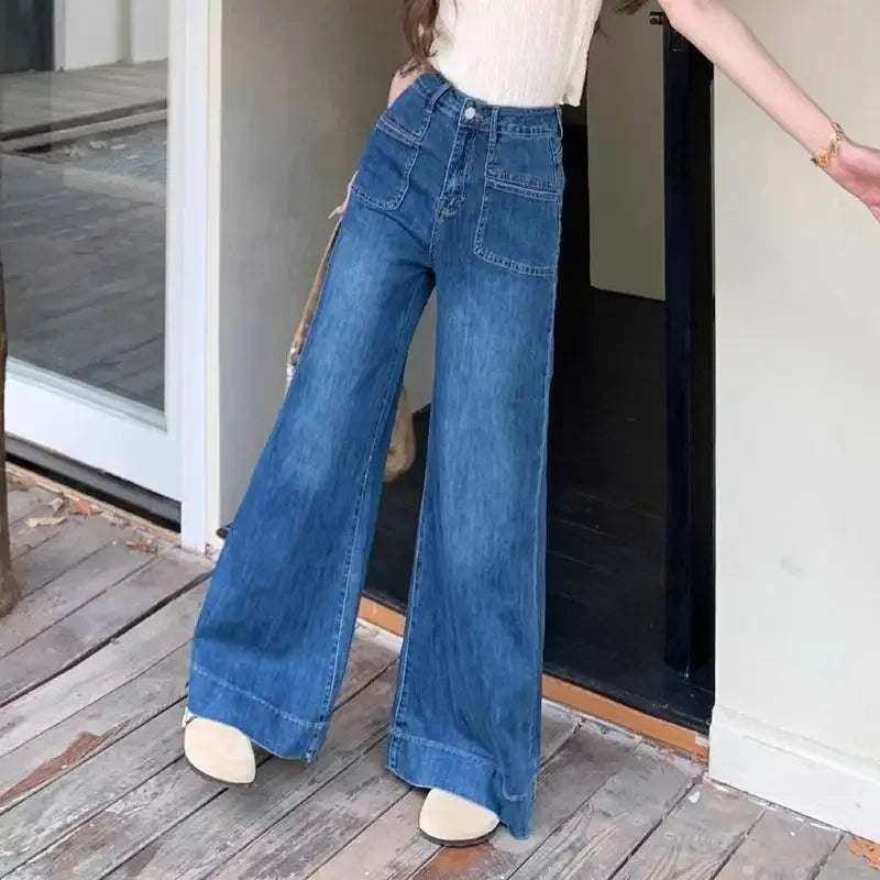 Autumn Spring Wide Leg Jeans Women Denim Pants