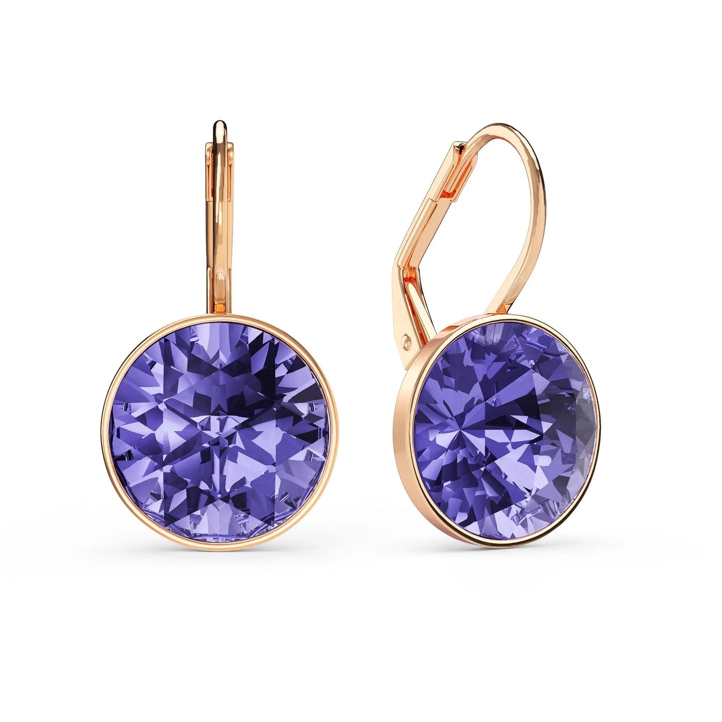 Earring for Women Christmas Birthday Premium Austrian Crystals Round Cut Dangle Silver Gold Color Pierced Jewelry