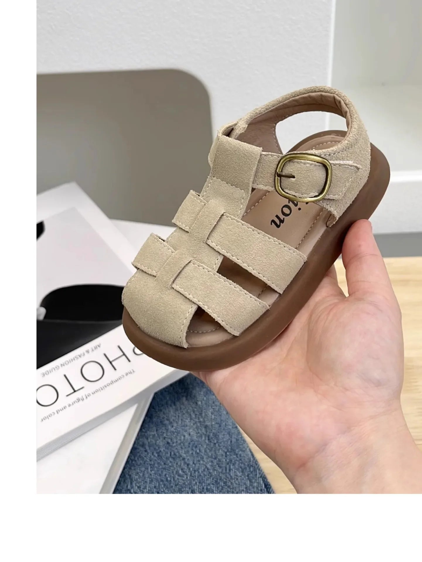 Children Roman Sandals Kids Hollow-out Toes Capped Sandals Fashion Kids Summer Beach Shoes Soft Bottom Anti-slippery Size 21-31