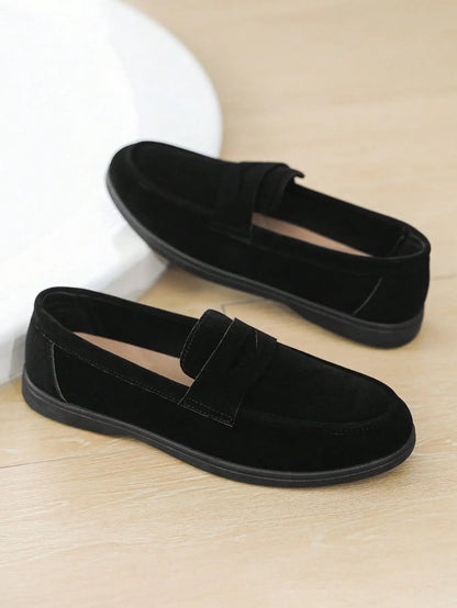 Business Commute Slip On Men's Loafers Preppy Breathable Suede Casual Shoes Outdoor Flats Non Slip Daily Walking Driving Shoes