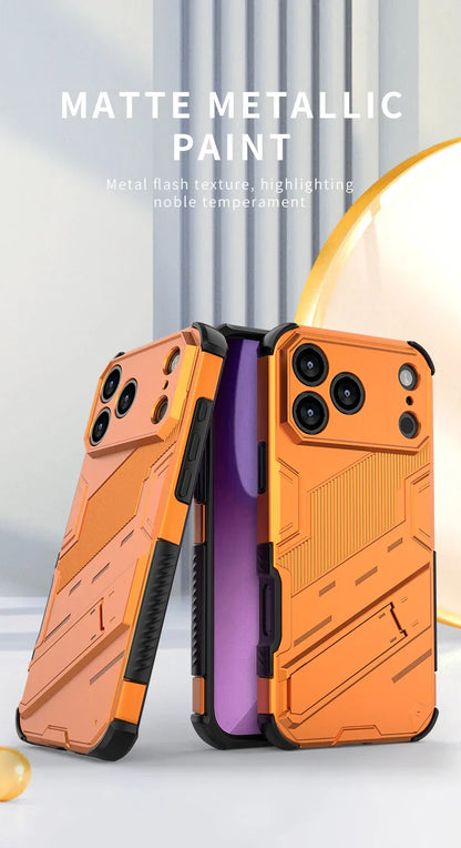 Solid Armor Cyber Shockproof Phone Case For iPhone 17 Pro Max 17 AIR With Stand Holder Cover Protective Shell