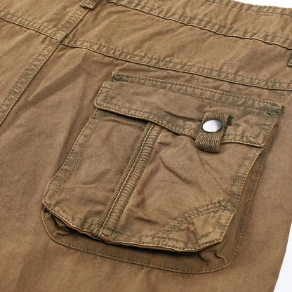 Four-season Pure Cotton Casual Pants Men's Work Pants Multi-pocket Straight Trousers