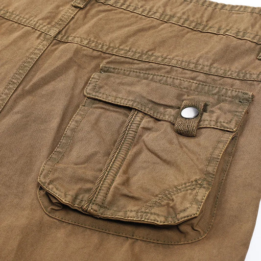 Four-season Pure Cotton Casual Pants Men's Work Pants Multi-pocket Straight Trousers