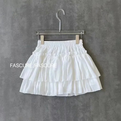 Mini Skirt Cute Sexy Balletcore Elastic High Waist Ball Gown Ruffle Patchwork Lolita Skirt Short Korean Sweet Y2K Women Clothing