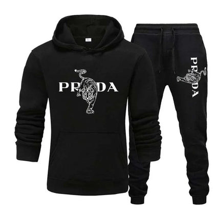 The men's outdoor fitness sweatshirt and pants set for autumn and winter includes a long-sleeved sports shirt and casual pants