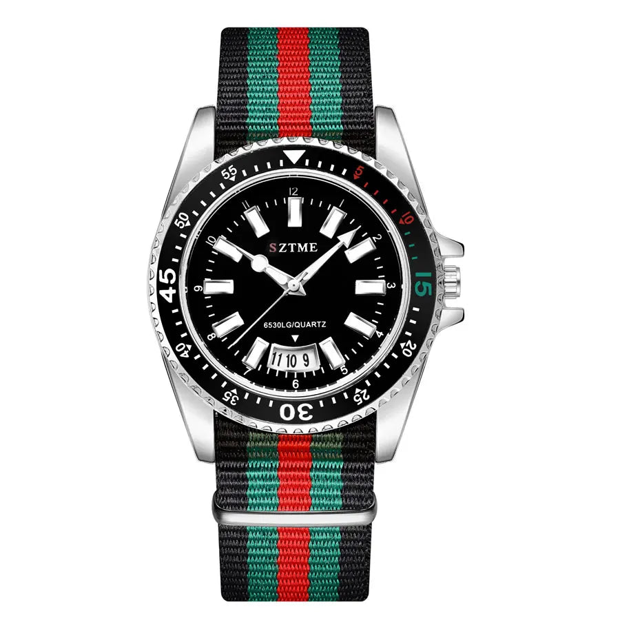 New fashionable women's nylon strap calendar watch, luxurious and simple casual couple luminous quartz watch