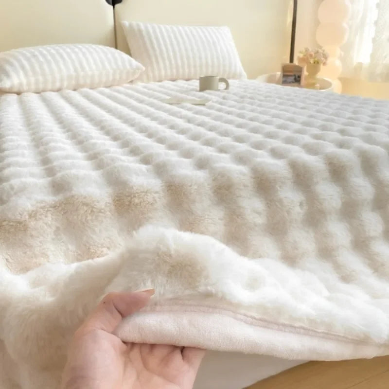 1pc Bubble velvet milk velvet blanket is soft  warm  breathable and can be used as a blanket  bed sheet  or blanket