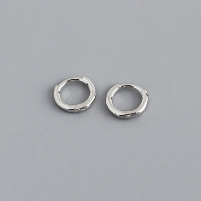 925 Sterling Silver Minimalist Glossy Circle Hoop Earrings for Women Fashion Simple Ear Bone Piercing Jewelry Accessories