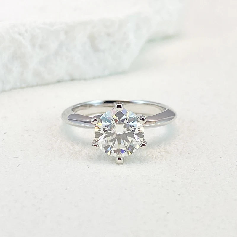 Ring For Women 925 Sterling Silver with White Gold Plated Lab Diamond Engagement Wedding Band Jewelry