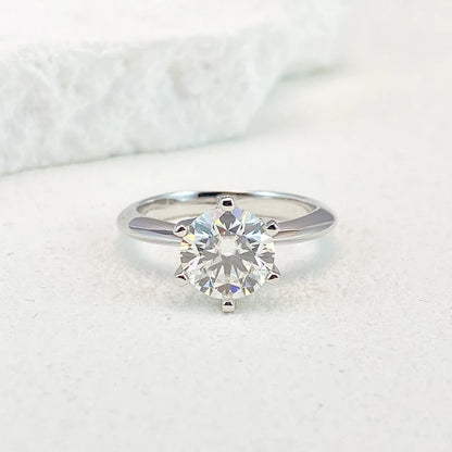 Ring For Women 925 Sterling Silver with White Gold Plated Lab Diamond Engagement Wedding Band Jewelry