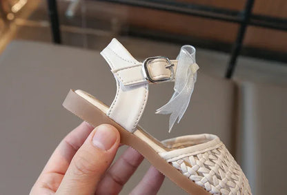 Kids Girls Shoes Children's Woven Sandals New Summer Popular Roman Shoes Children's Soft-soled Princess Shoes
