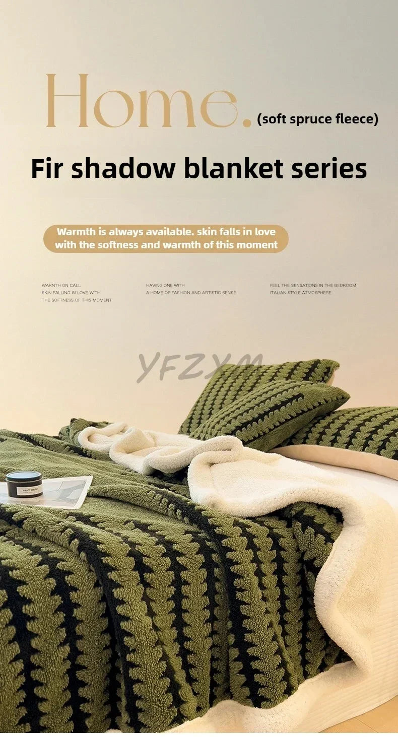 Super Thick and Warm Flannel Blanket Super Soft Fluffy Queen Size Bed Blanket Cozy Skin-friendly Multifunctional Nap Blanket
