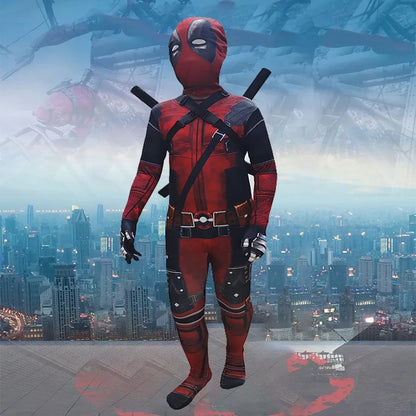 Deadpool Superheroes Child Costume Kid Halloween Cosplay Costume Deadpool Kids Suit Jumpsuit Superhero Deadpool Child Costume