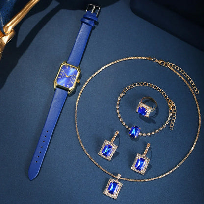 6/5/1PCS Luxury Fashion Square Women's Watches Brand Ladies Quartz Wristwatch Jewelry Set Classic Simple Watch Relógios Feminino