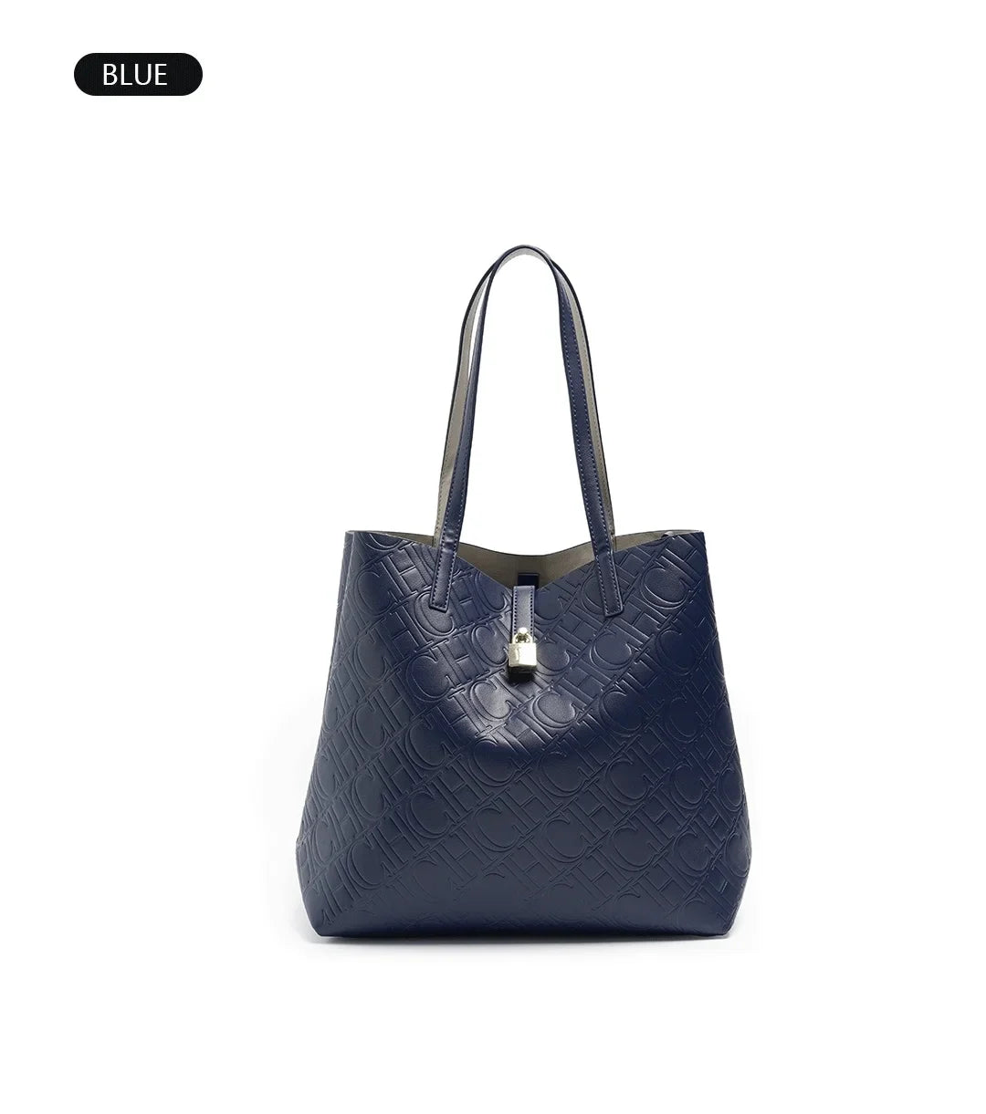 Solid Color Women's Bucket Bag Classic Luxury Letter Printing Simple Commuting Large Capacity Women's Handbag