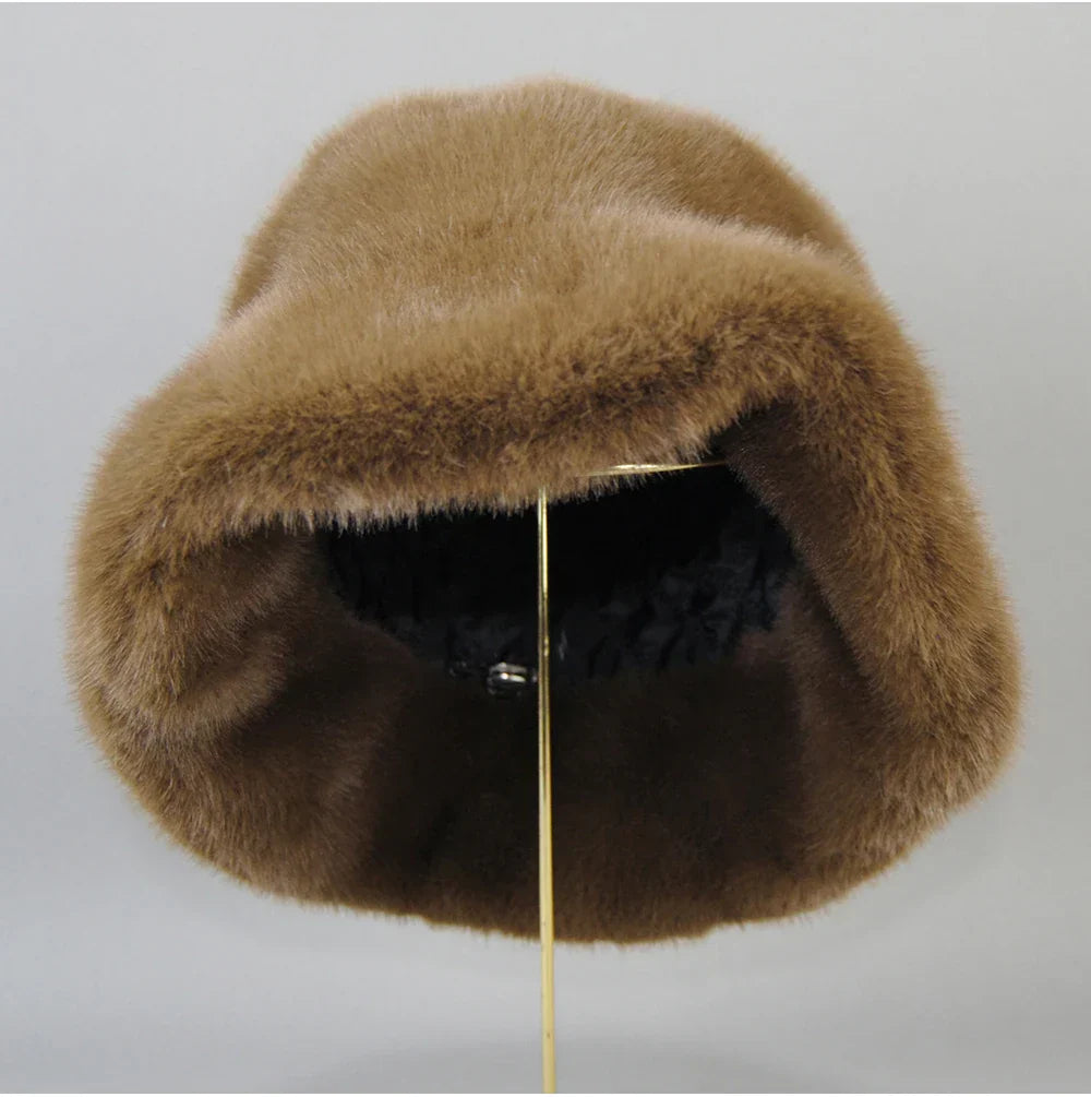 False Mink Fur Berets Elegant Women's Winter Caps New Design Fashion Artificial Fur Hats Knitted Warm False Mink Fur Beanies Hat
