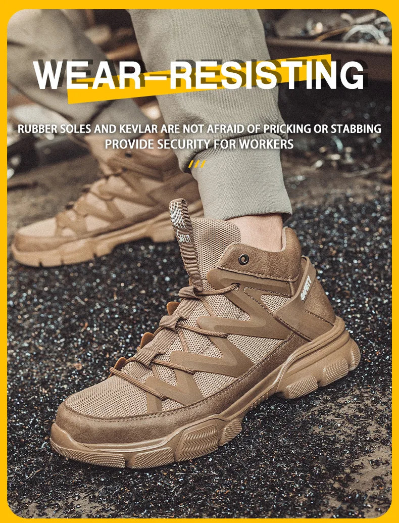 Work Safety Shoes Men's Safety Boots Anti-smash Work Shoes With  Plastic steel head Shoes Men Work Boots Anti-stab Safety Sneake