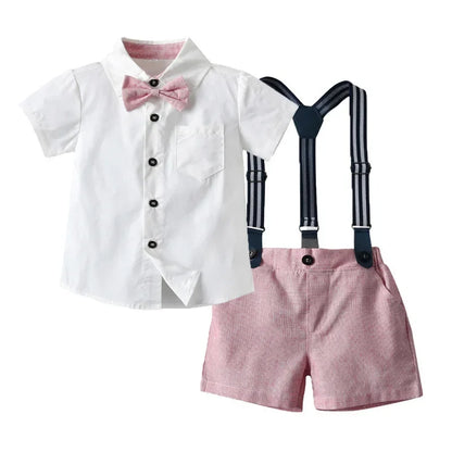 Kids Boys Formal Birthday Outfit Suit Toddler Gentleman Wedding White Shirt 1-7 Years Baby Pants Boys Ceremony Outfits