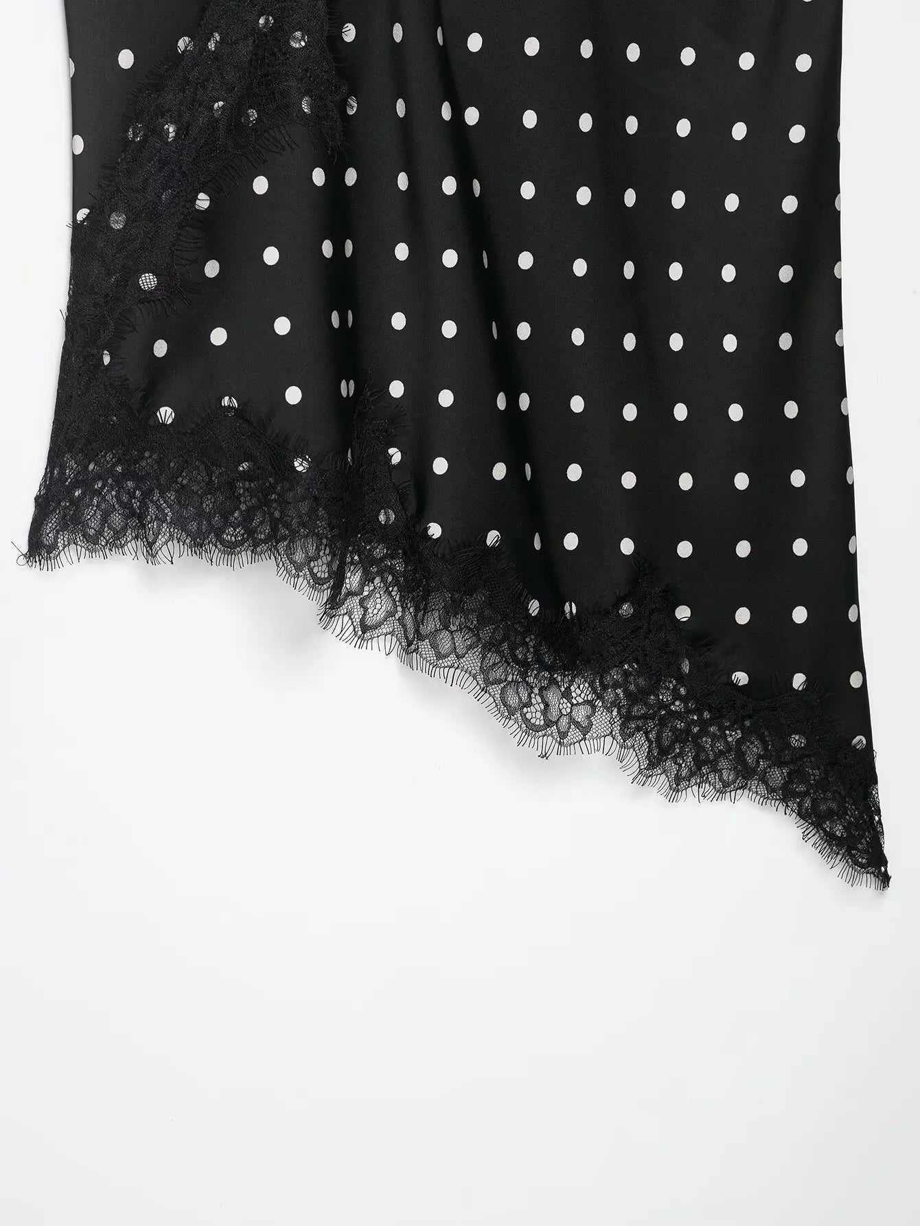 Women 2026 Trend Polka Dot Sling Tops Asymmetric Sleeveless V-Neck Lace Decorative Tops Elegant Fashion Holiday Outfits Camis