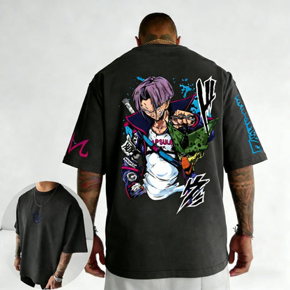 Anime Oversized Cotton T-shirt Summer New Torankusu Printed Men's and Women's Street Hip-hop Loose Casual Top